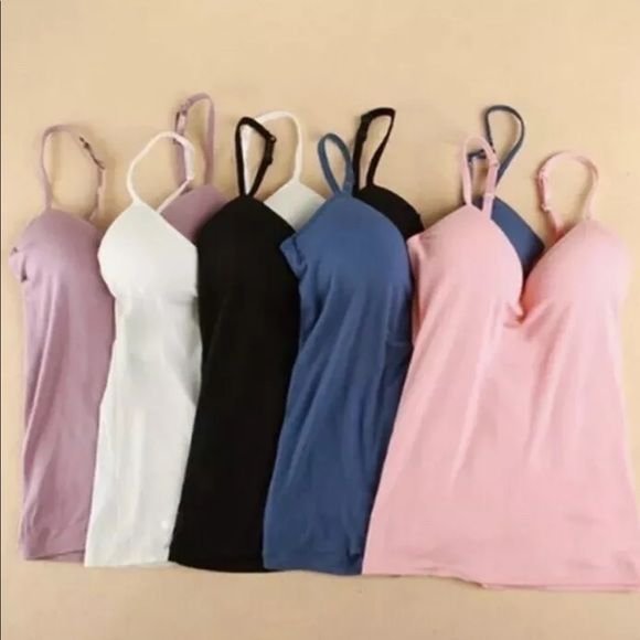 Tank top padded camisole push up built in white blue purple nude - Picture 3 of 15